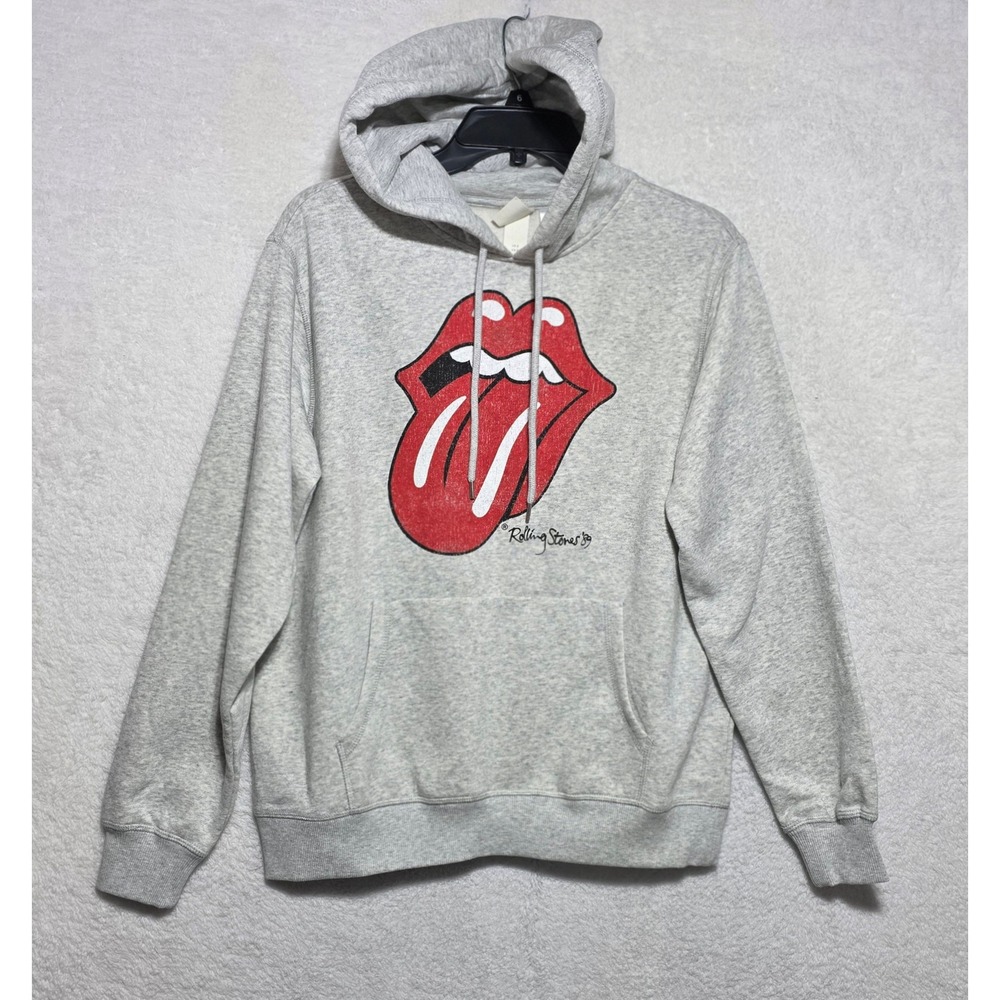 H&M The Rolling Stones Graphic Hoodie Gray Band Sweatshirt Small NEW